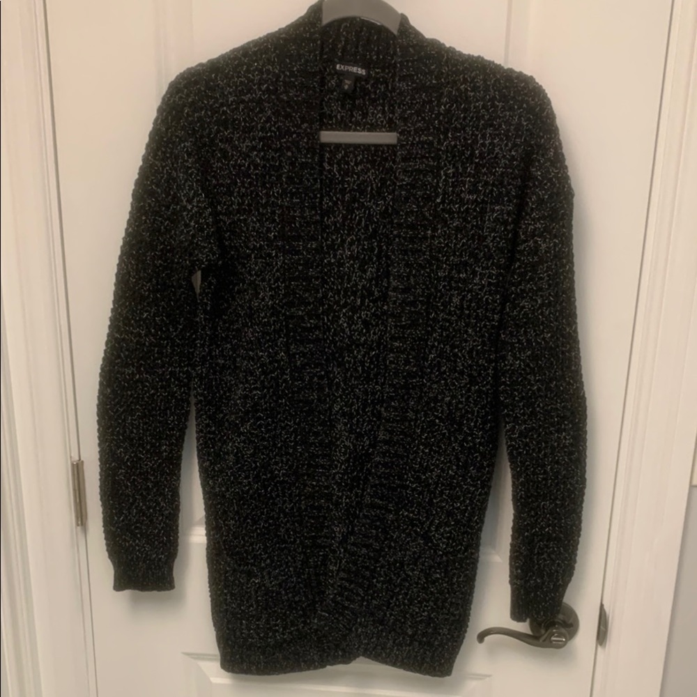 Express Black Knit Cardigan with Pockets